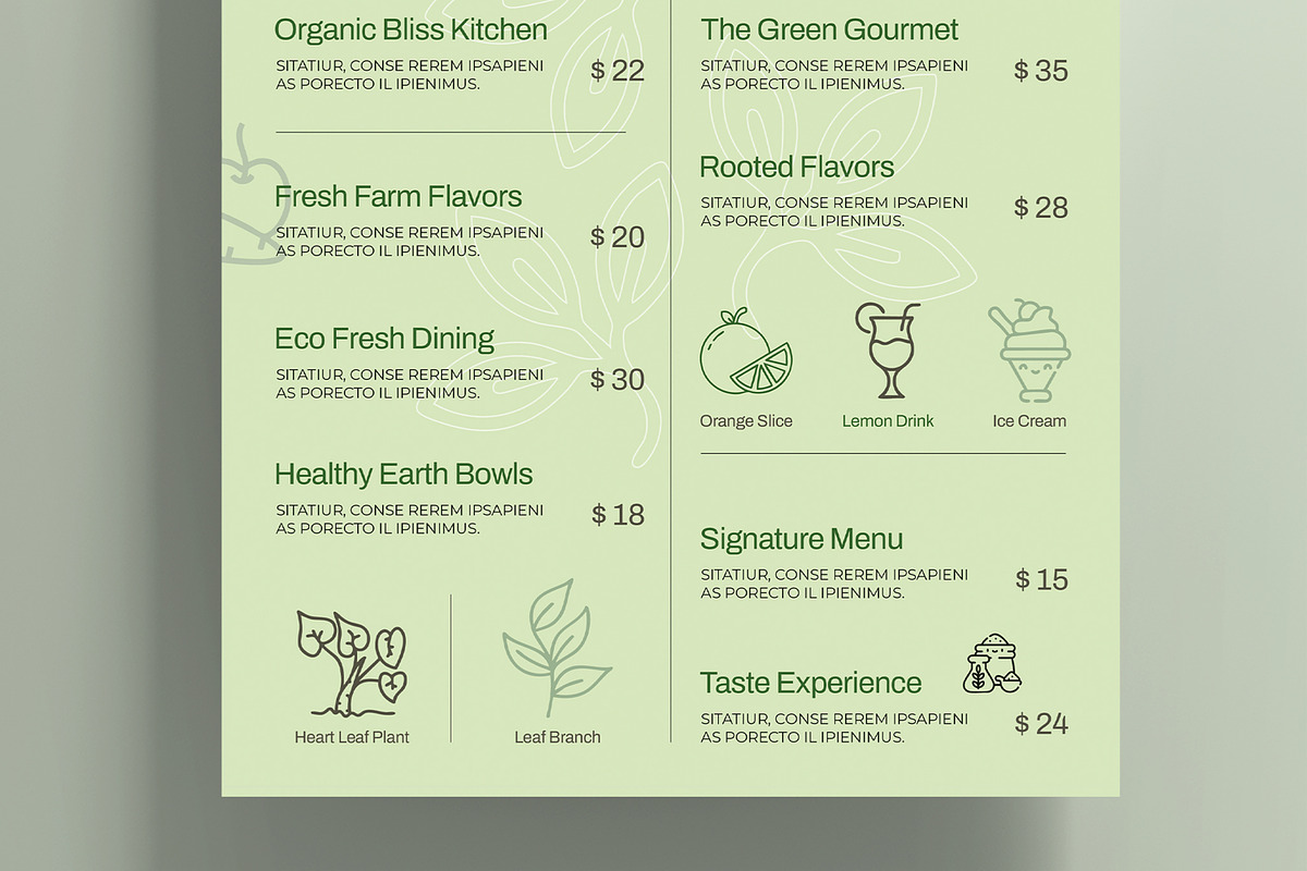 Organic Food Menu Template, a Flyer Template by MightyDesign (Photo 3 of 6)
