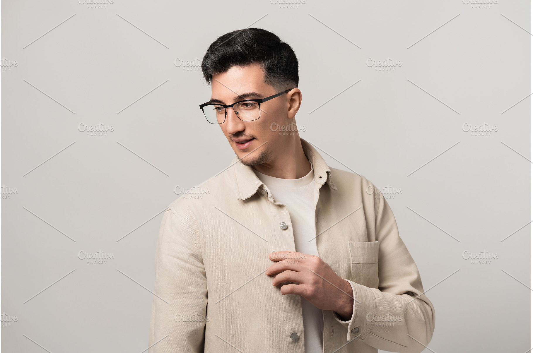 Handsome brunette man with, a Person Photo by AD Stock Images