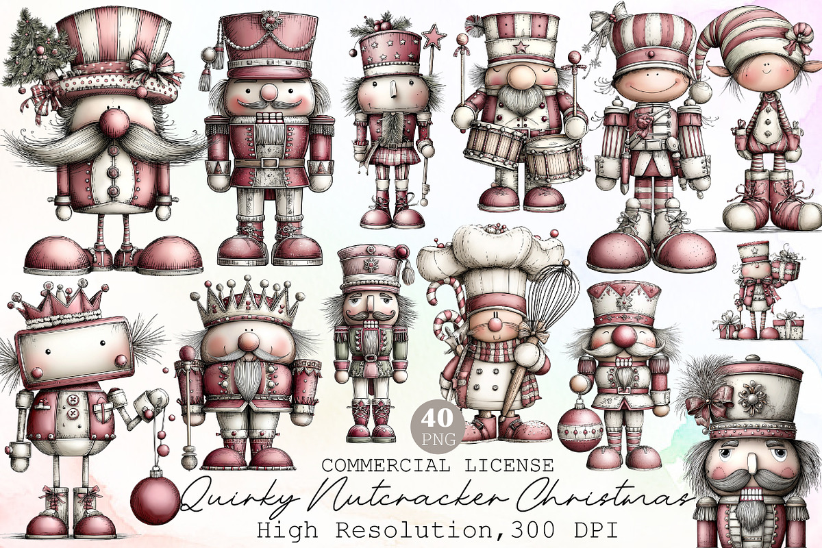 Quirky Nutcracker Christmas Clipart, an Illustration by Sublimation Artist (Photo 1 of 6)