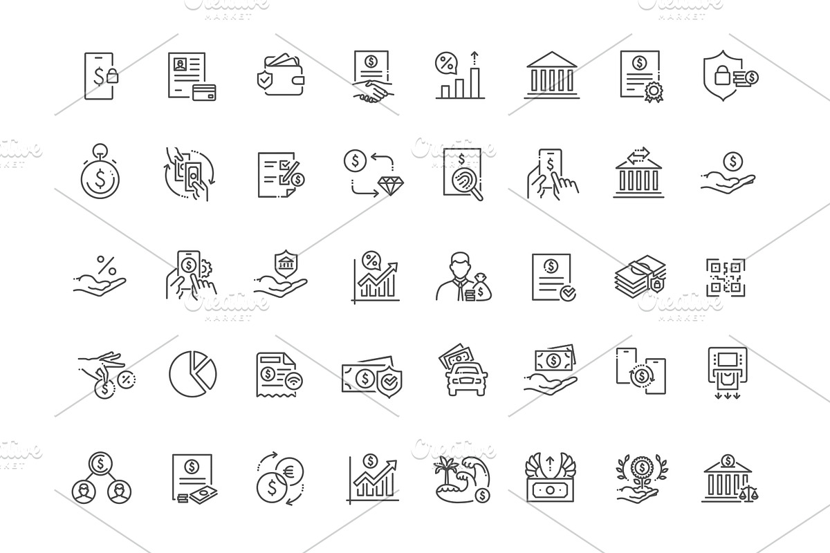 Finance Line Icons Set, an Outline Icon by Tettygreen (Photo 3 of 3)