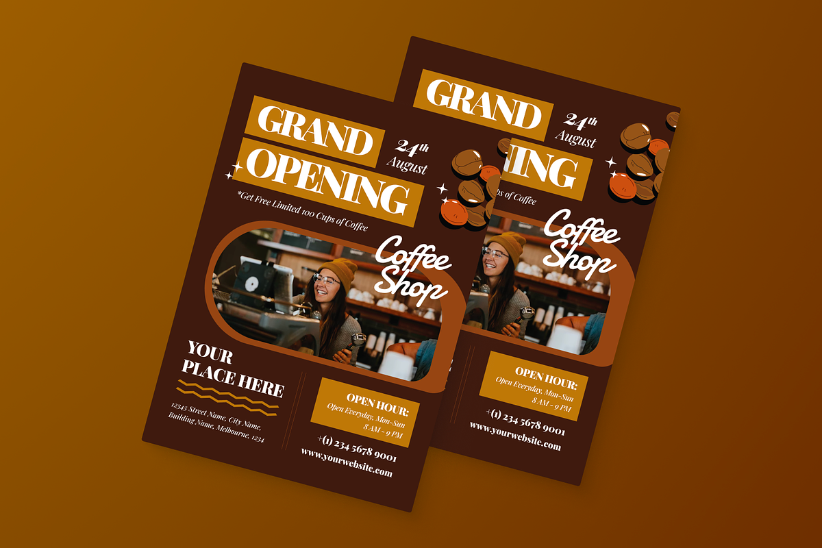 Grand Opening Coffee Shop Flyer, a Flyer Template by MMPixelCraft (Photo 4 of 6)