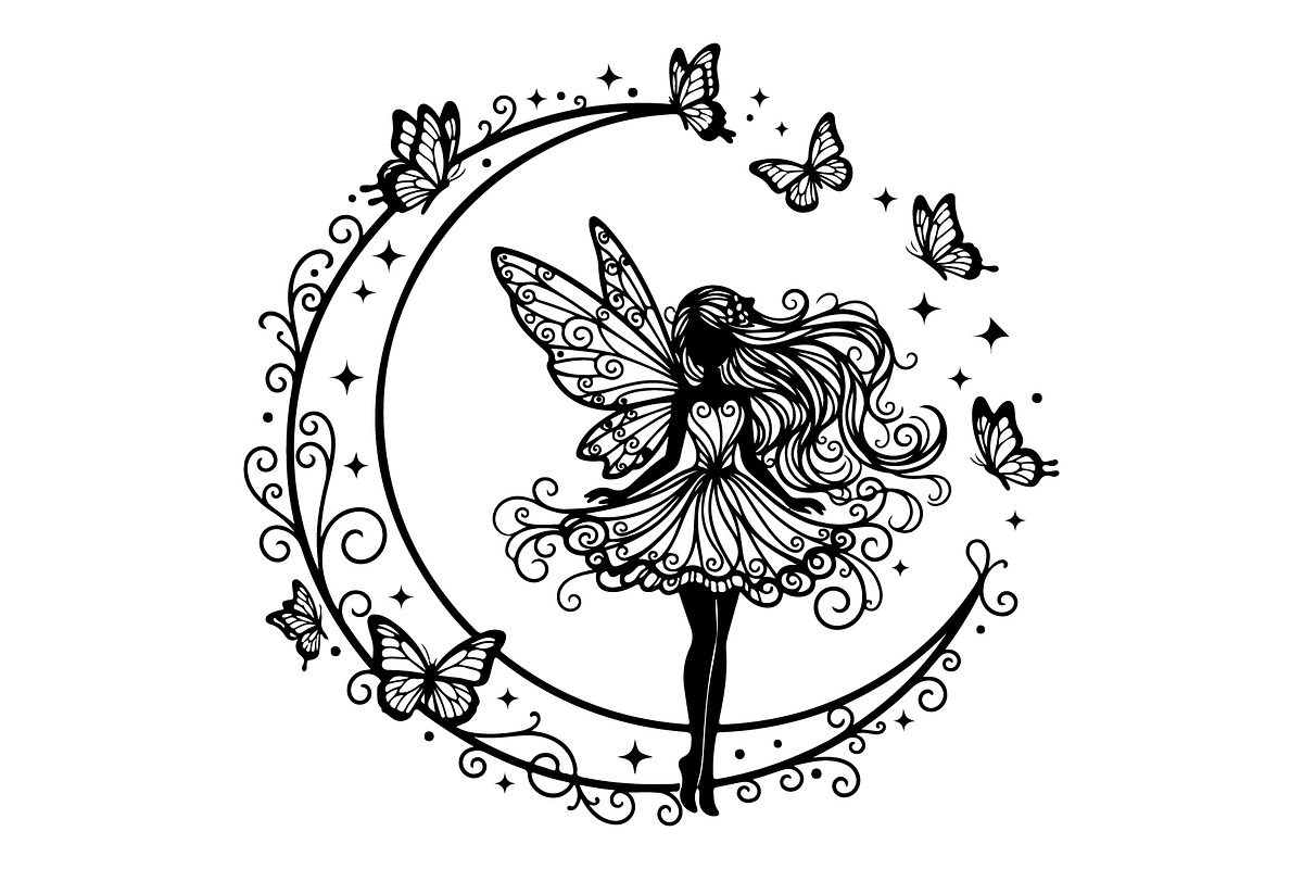 Fairy Moon Butterfly Silhouette, an Object Illustration by Gaye Art (Photo 31 of 31)