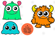 19 Cartoon Friendly Monsters, a Seasonal Illustration by Baby Squid Ink (Thumbnail 2 of 7)