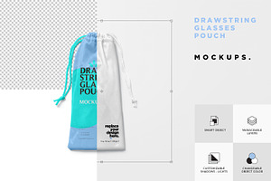 Drawstring Glasses Pouch Mockups