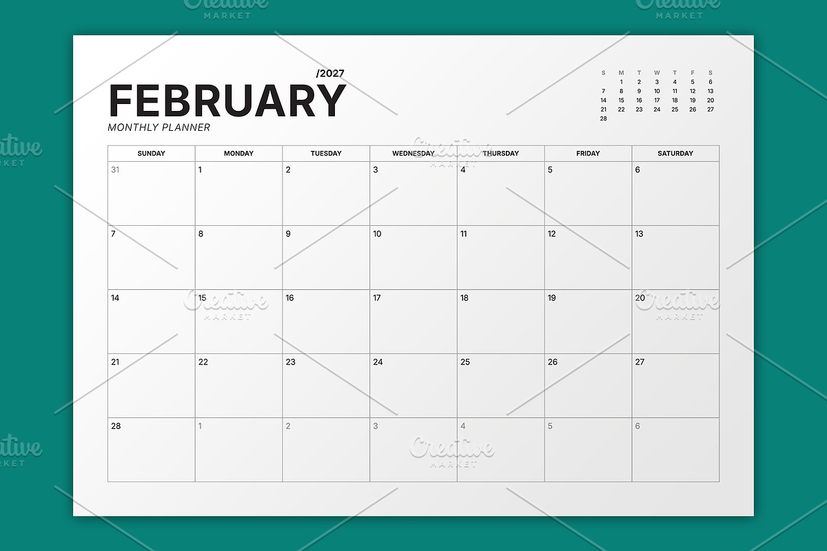 2027 Monthly Planner (MP049-27-L), a Stationery Template by mikhailmorosin (Photo 7 of 7)