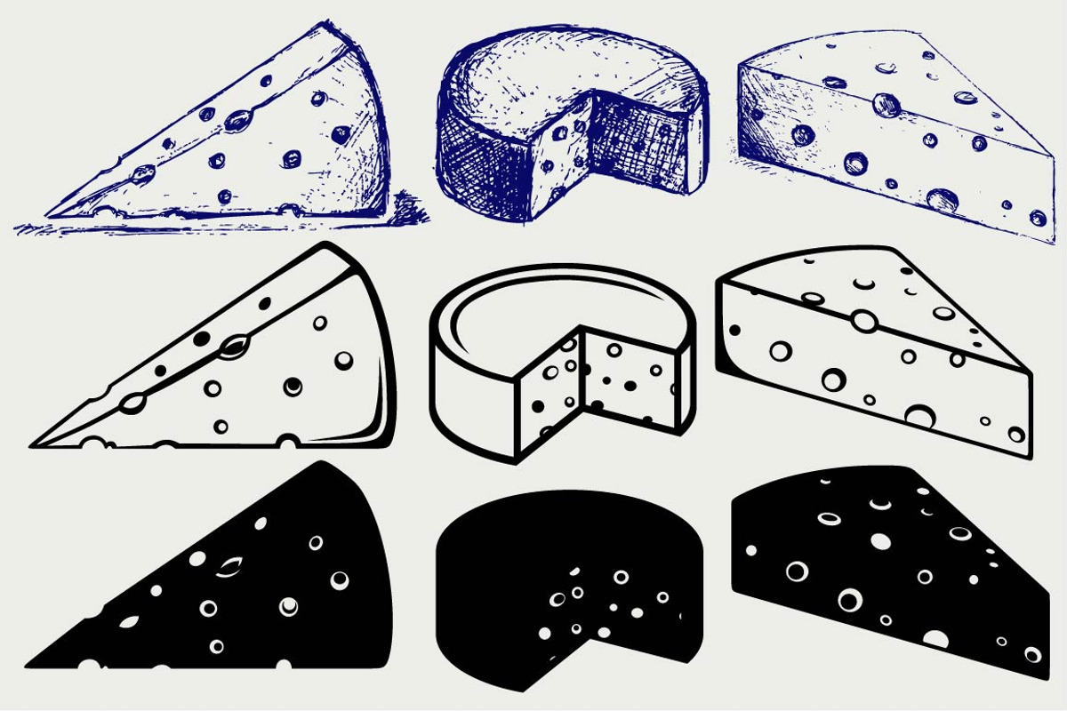 Piece cheese, a Food Illustration by LineworkStock