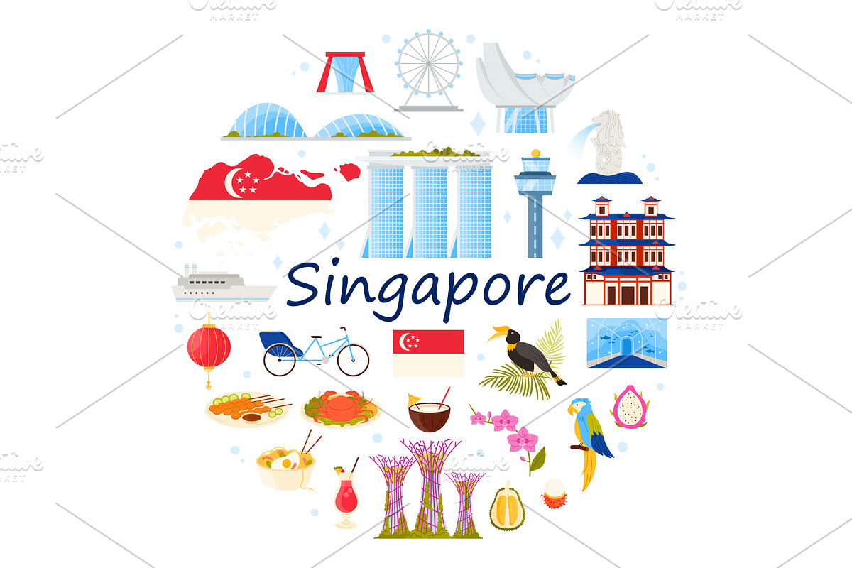 Travel to Singapore, culture, an Object Illustration by Flashvector