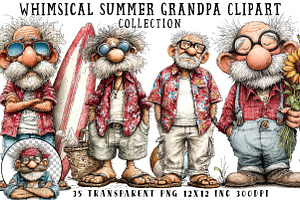 Whimsical Summer Grandpa Clipart, an Illustration by OK Design