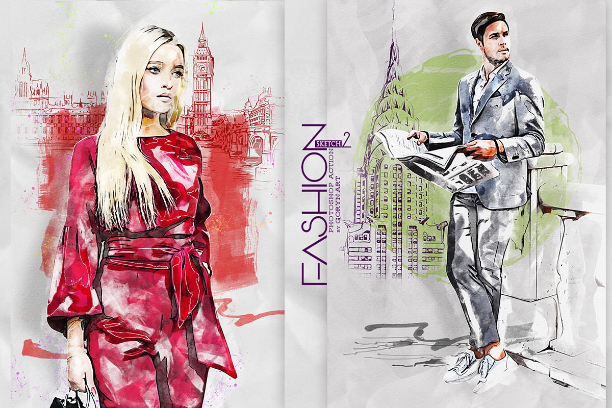 Fashion Sketch 2 Photoshop Action, an Action Add-On by GorynArt (Photo 5 of 11)