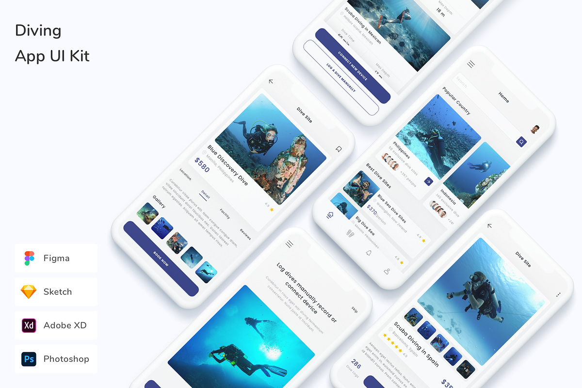 Diving App UI Kit, an UI Kit Template by Betush