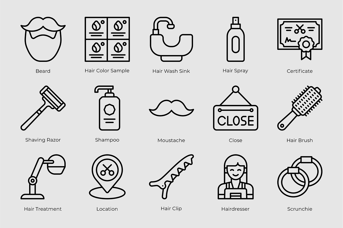 Barbershop Icons, an Outline Icon by Tekuni (Photo 5 of 6)