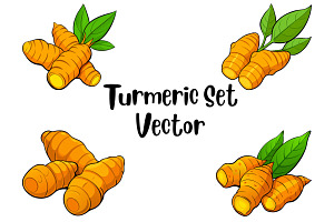 Turmeric Set Vector, a Food Illustration by Awieee1