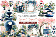 Valentine Garden Watercolor Clipart, an Illustration by DreamArtGraphic (Thumbnail 1 of 4)