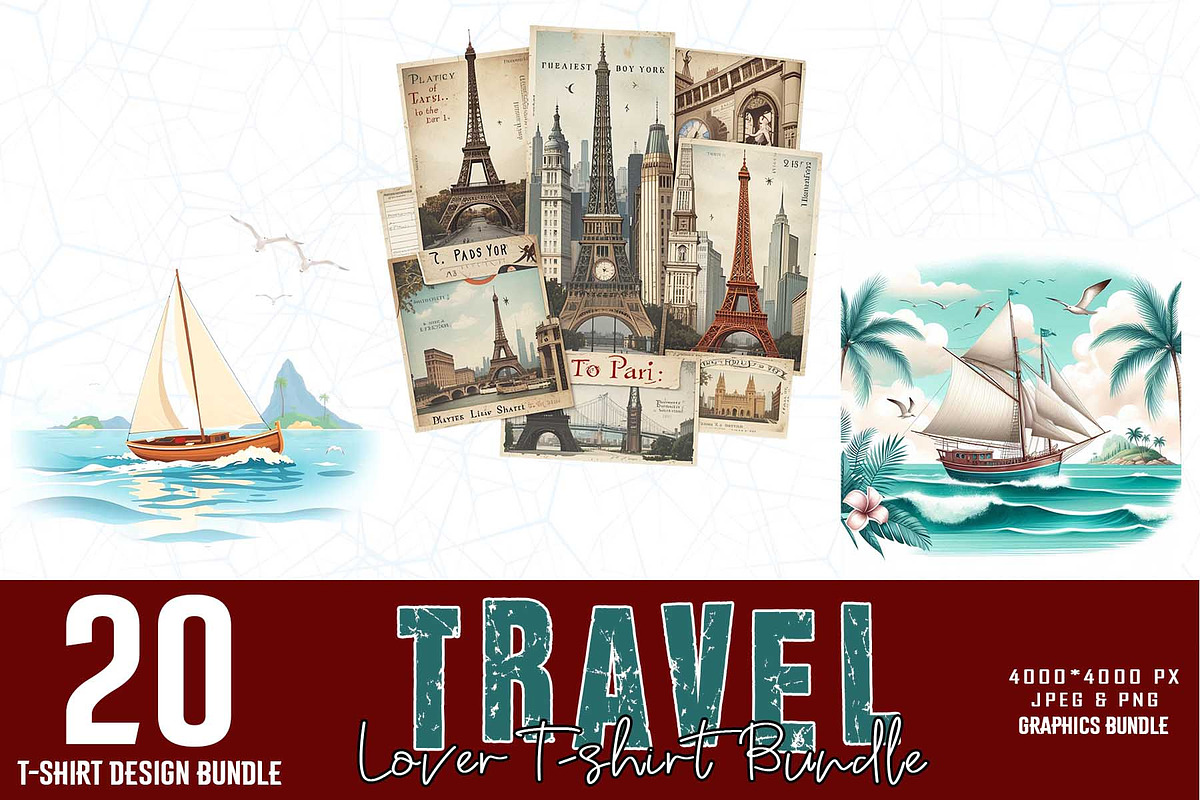 20 Groovy Travel T-shirt Bundle, an Object Graphic by Sofia's Fashion (Photo 1 of 3)