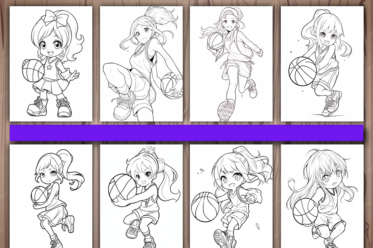 Playing Basketball Coloring Pages V2, a Sport Illustration by BrandlyTemplate (Photo 2 of 4)