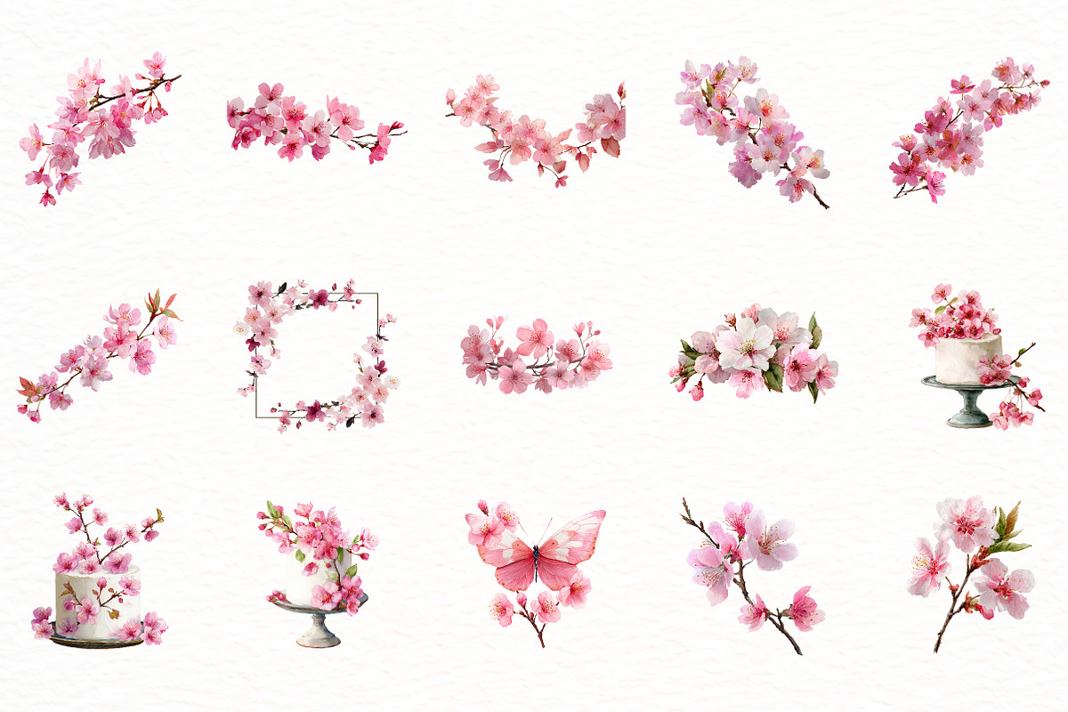 Summer Cherry Blossom Clipart, an Illustration by Designworld (Photo 4 of 6)
