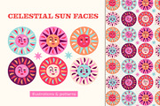 Celestial Sun Faces, a Pattern Graphic by The Inking Rose (Thumbnail 1 of 5)