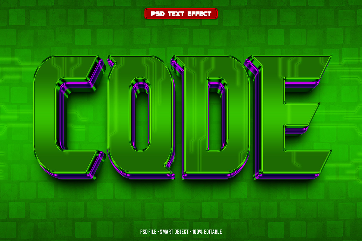 Code 3D editable text effect, a Layer Style Add-On by Hello Muh (Photo 1 of 2)