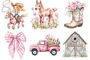 Vintage Pink Easter Western Clipart, a Seasonal Illustration by DreamArtGraphic (Thumbnail 2 of 4)