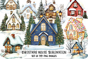 Watercolor Christmas House Sublimati, an Illustration by DreamPrint404 (Thumbnail 1 of 5)