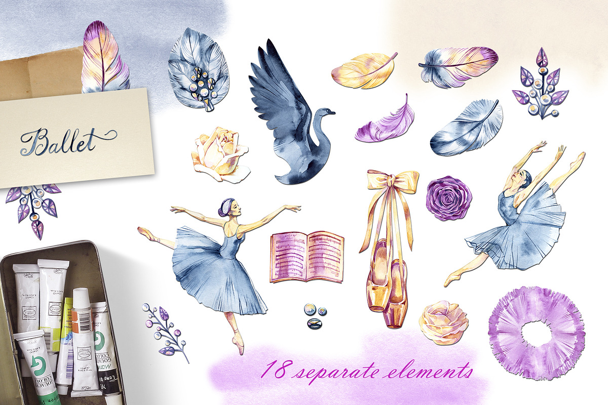 Watercolor Swan Lake, an Illustration by NataliMiasStore (Photo 2 of 8)
