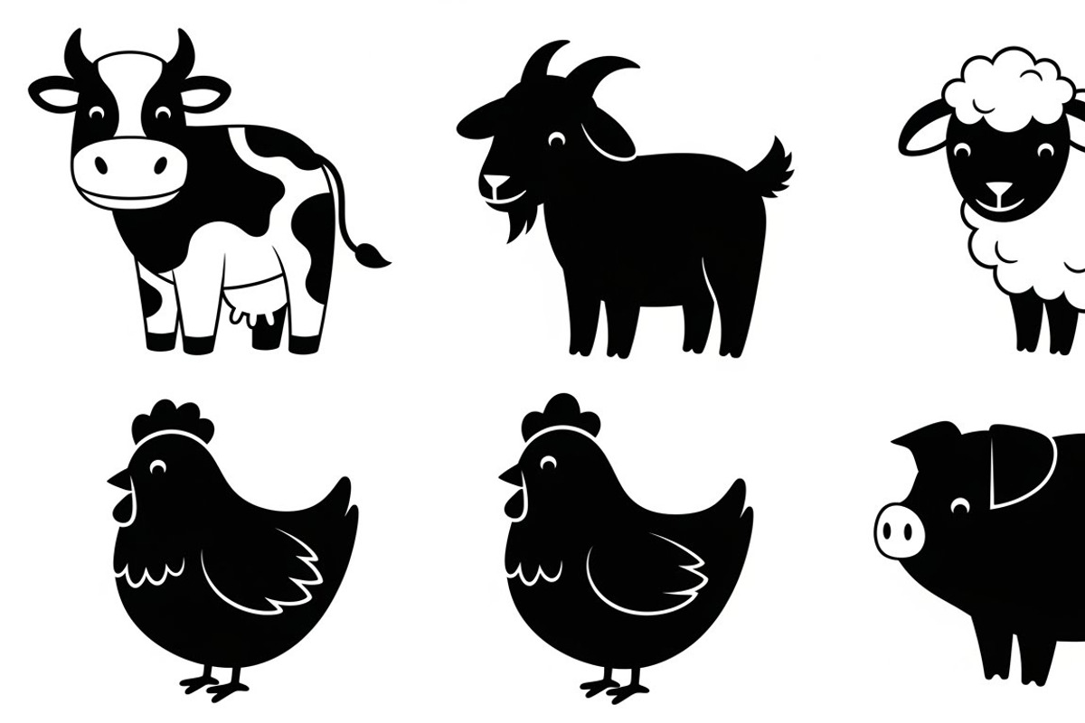 Cute Farm Animal Silhouette Bundle, an Illustration by hafijul (Photo 51 of 51)