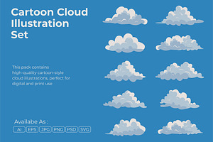 Cartoon Cloud Illustration Set, an Object Illustration by Partikusi Design