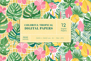 Colorful Tropical Digital Papers