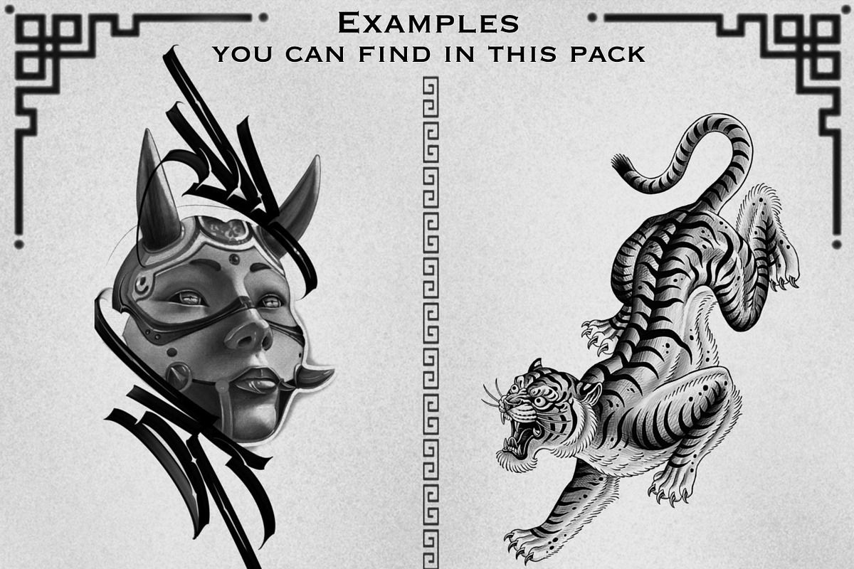 Japanese Tattoo Flash Bundle + Bonus, a Brush Add-On by ProcreateInk (Photo 2 of 5)