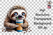 Male Sloth with Coffee Cup PNG, a Graphic by Clipart Bloom (Thumbnail 11 of 11)