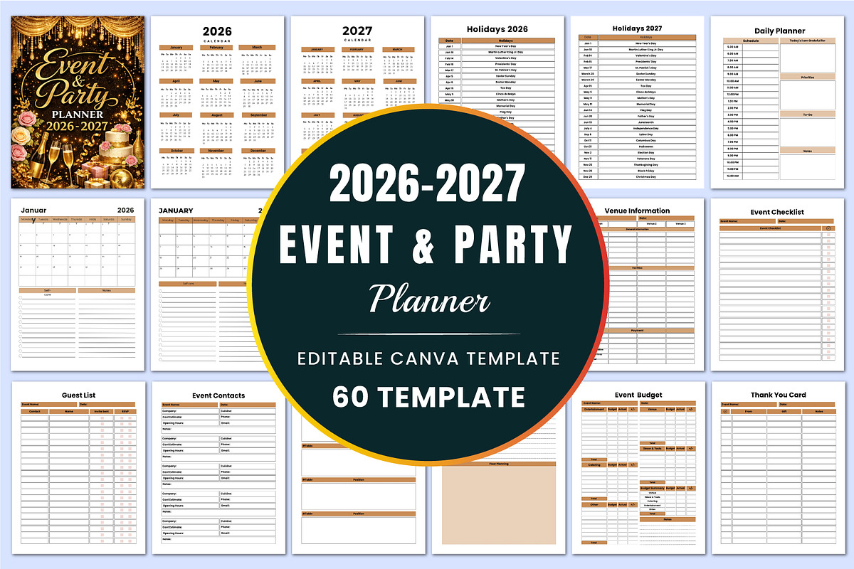 2026–2027 Event & Party Planner, a Stationery Template by Shumaya (Photo 1 of 5)
