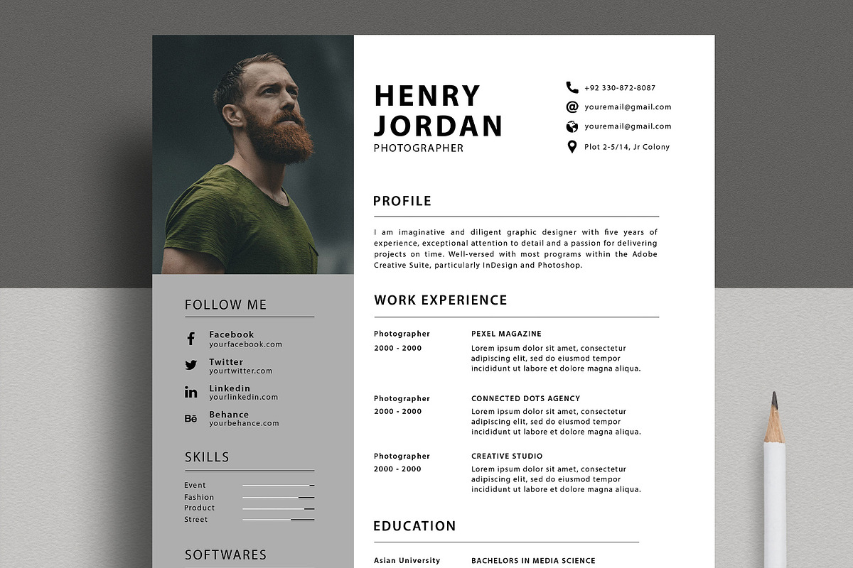 Clean Resume/CV, a Resume Template by Saman Osama (Photo 1 of 4)