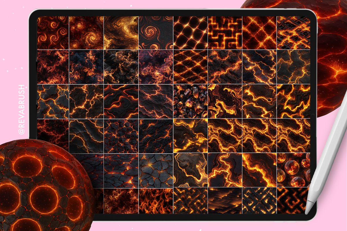 Procreate Volcano Fire texture brush, a Brush Add-On by Revabrush (Photo 3 of 8)