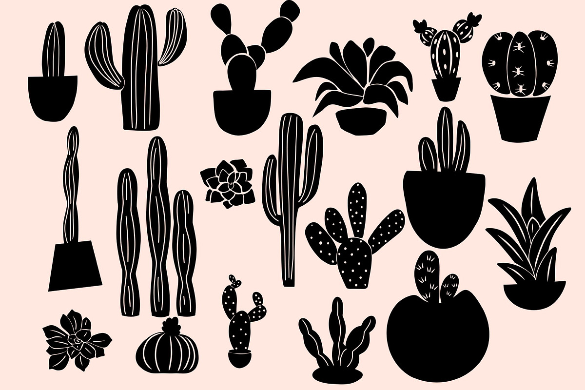 36 Cacti SVG Vectors w/ silhouettes, an Illustration by Moon Up Studio Digital (Photo 4 of 5)