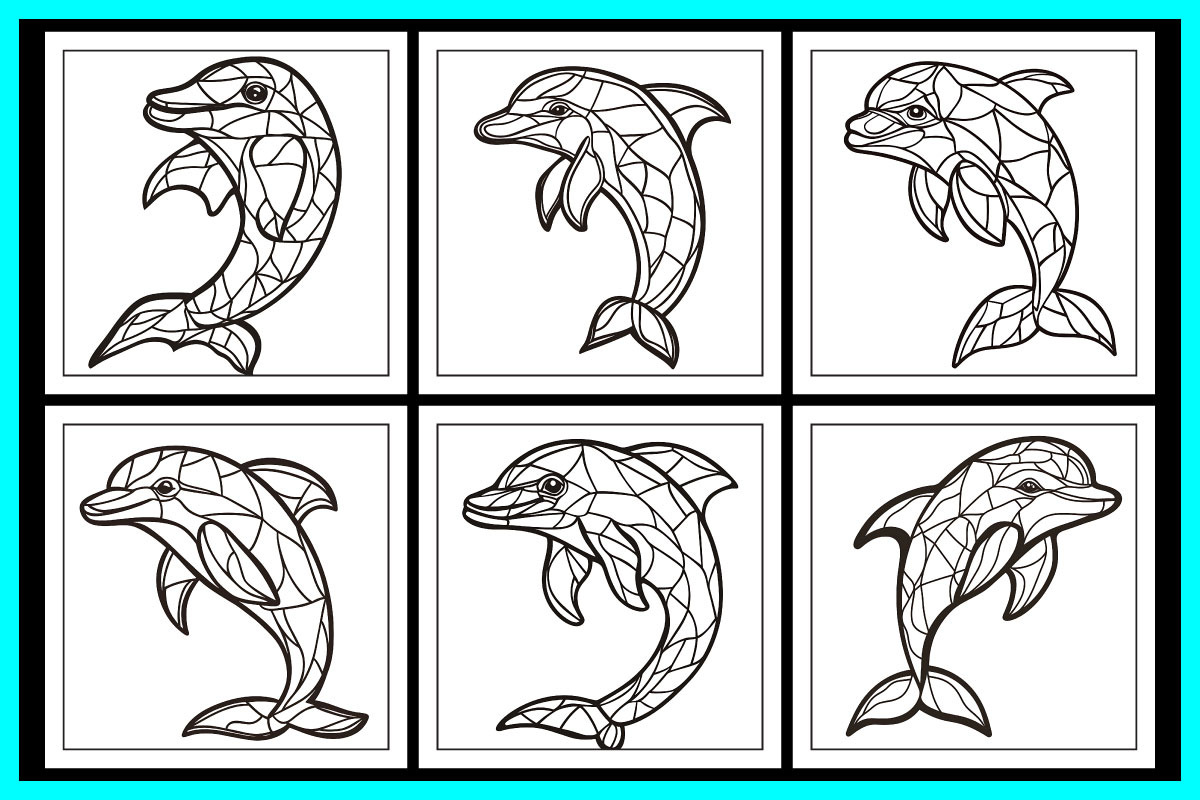 Stained Glass Dolphin Coloring Pages, an Animal Illustration by protabsorkar11 (Photo 5 of 6)