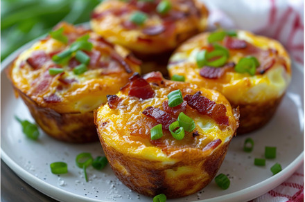 Golden Baked bacon egg muffins, a Food & Drink Photo by Ylivdesign