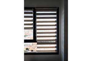 Single home window with zebra blinds