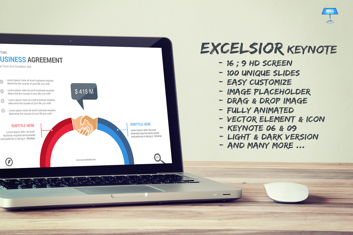 Excelsior Keynote Template, a Presentation Template by DesignCorner (Photo 1 of 5)