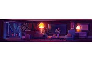 Empty lounge living room interior at, an Object Illustration by art PVP - market