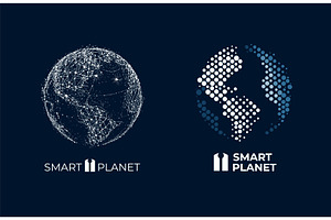 Digital earth logo. Dotted planet, a Technology Illustration by Stock-Smart-Start