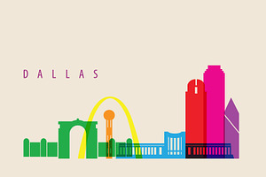 Dallas City Landmarks Illustration