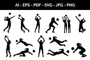 Women Volleyball Players Silhouettes, an Object Graphic by nandinigraphics (Thumbnail 1 of 3)