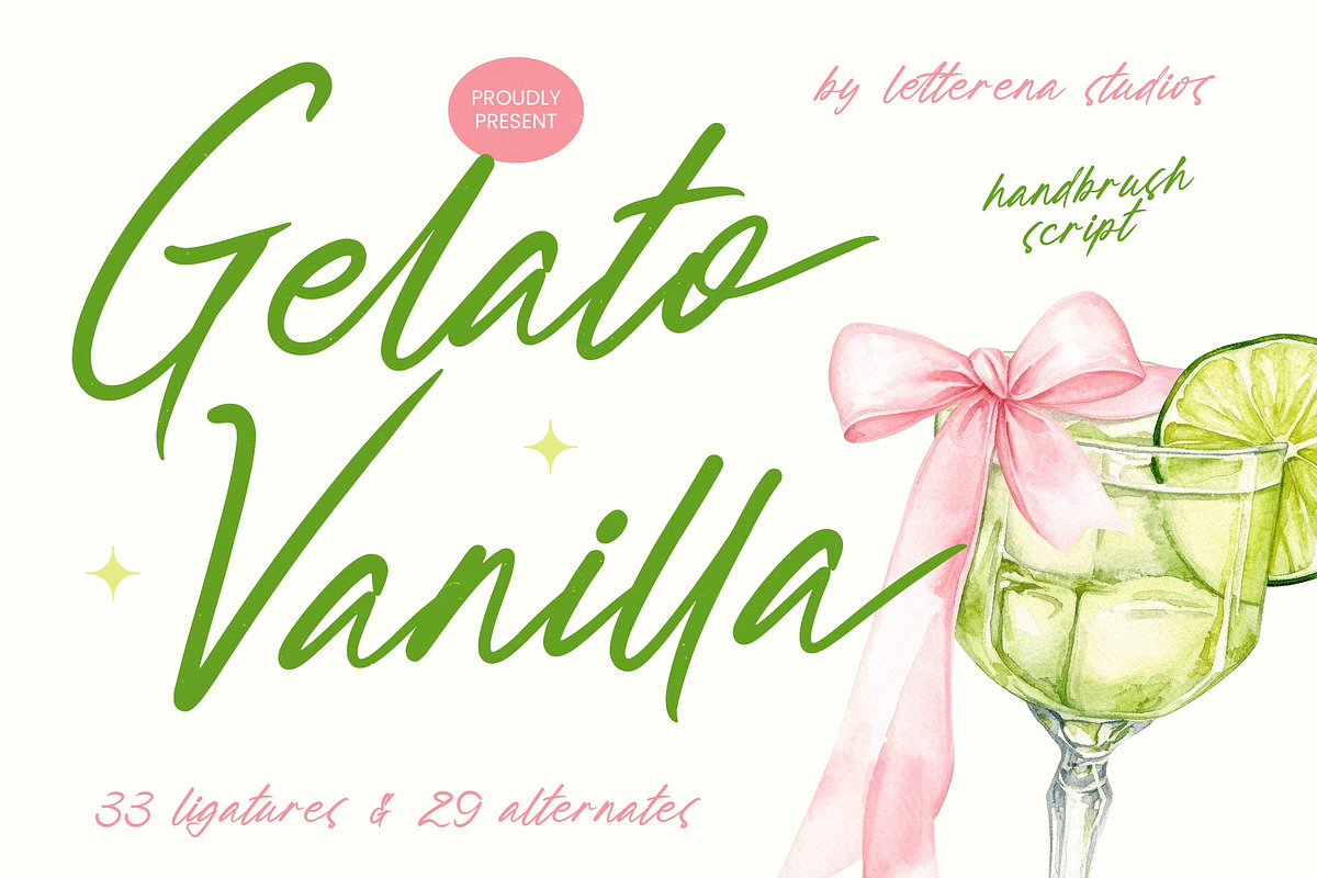 Gelato Vanilla Handbrush Script, a Script Font by Letterena Studios Script (Photo 1 of 10)