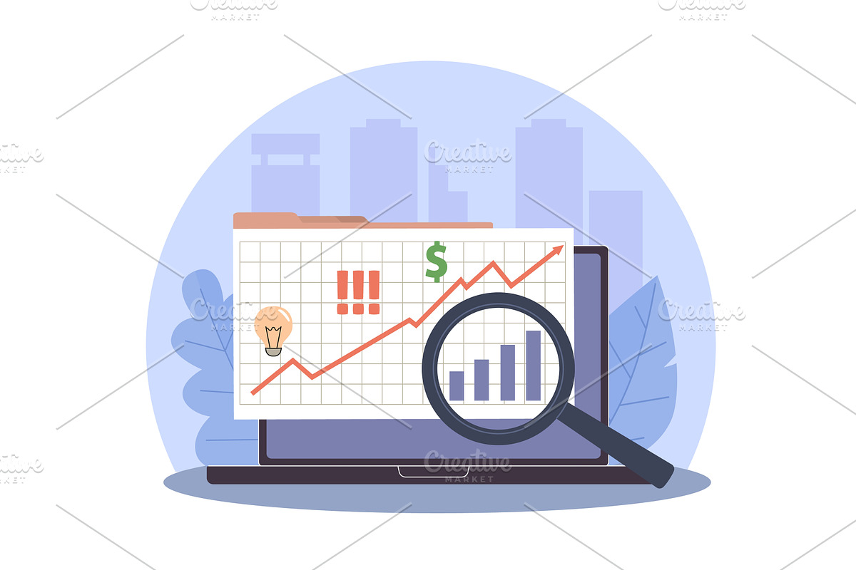 Data analysis. Histogram, growth, a Finance Illustration by YummyBuum