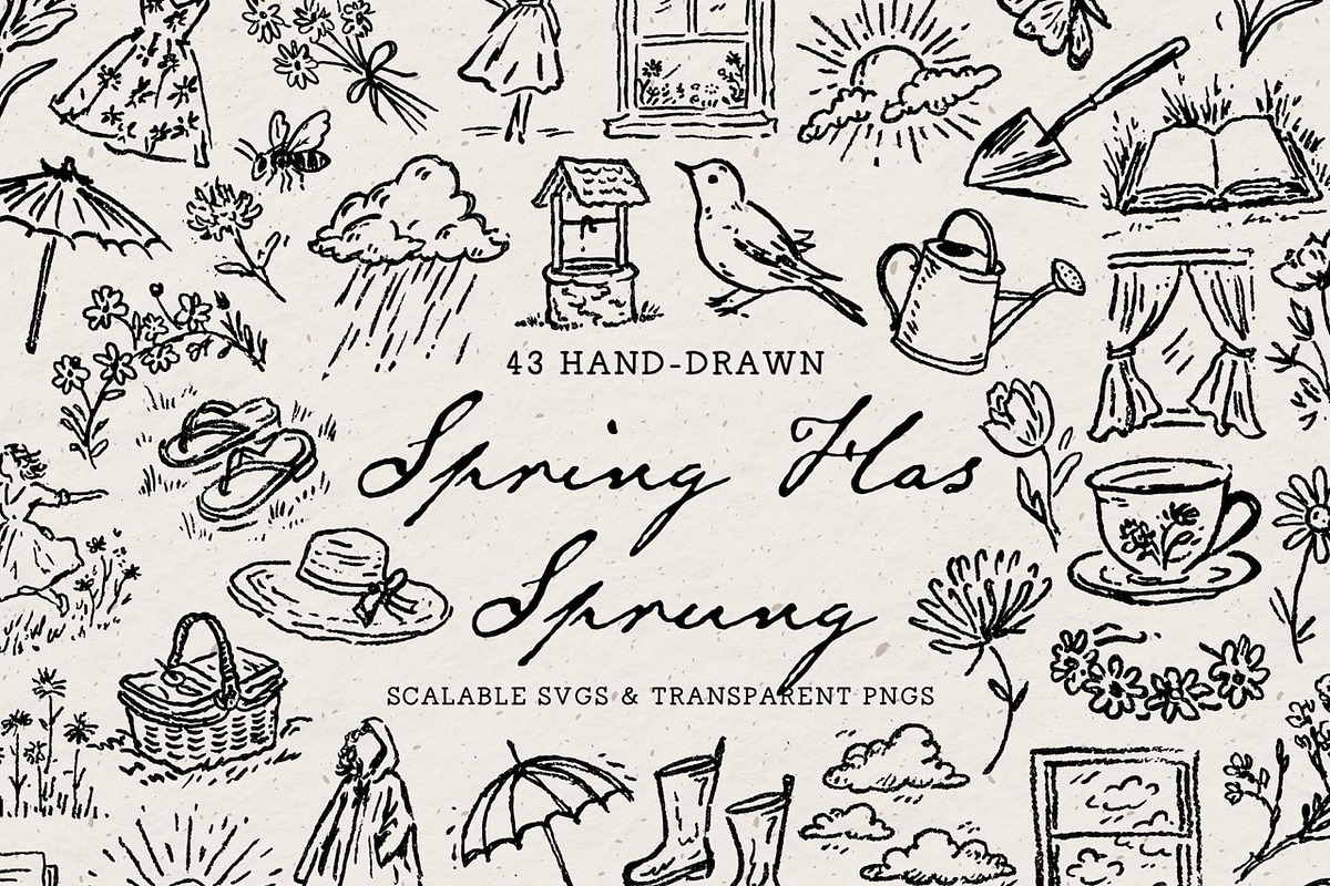 Spring Floral Doodle Line Art Bundle, an Object Illustration by The October Creative (Photo 2 of 13)