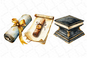 Watercolor Black & Gold Graduation D, an Illustration by DreamPrint404 (Thumbnail 6 of 7)