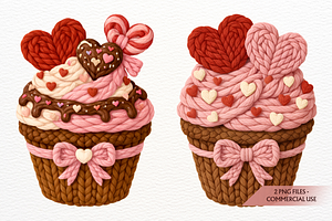 Faux Yarn Valentine Cupcake PNG File, a Seasonal Illustration by SugarCloudStudioArt
