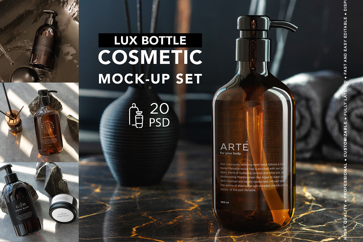 Cosmetic Bottles Mock-Up Set, a Cups & Container Mockup by Dikarte.Store (Photo 1 of 17)