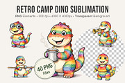 Retro Camp Dino Sublimation, an Illustration by Artnoy (Thumbnail 1 of 8)