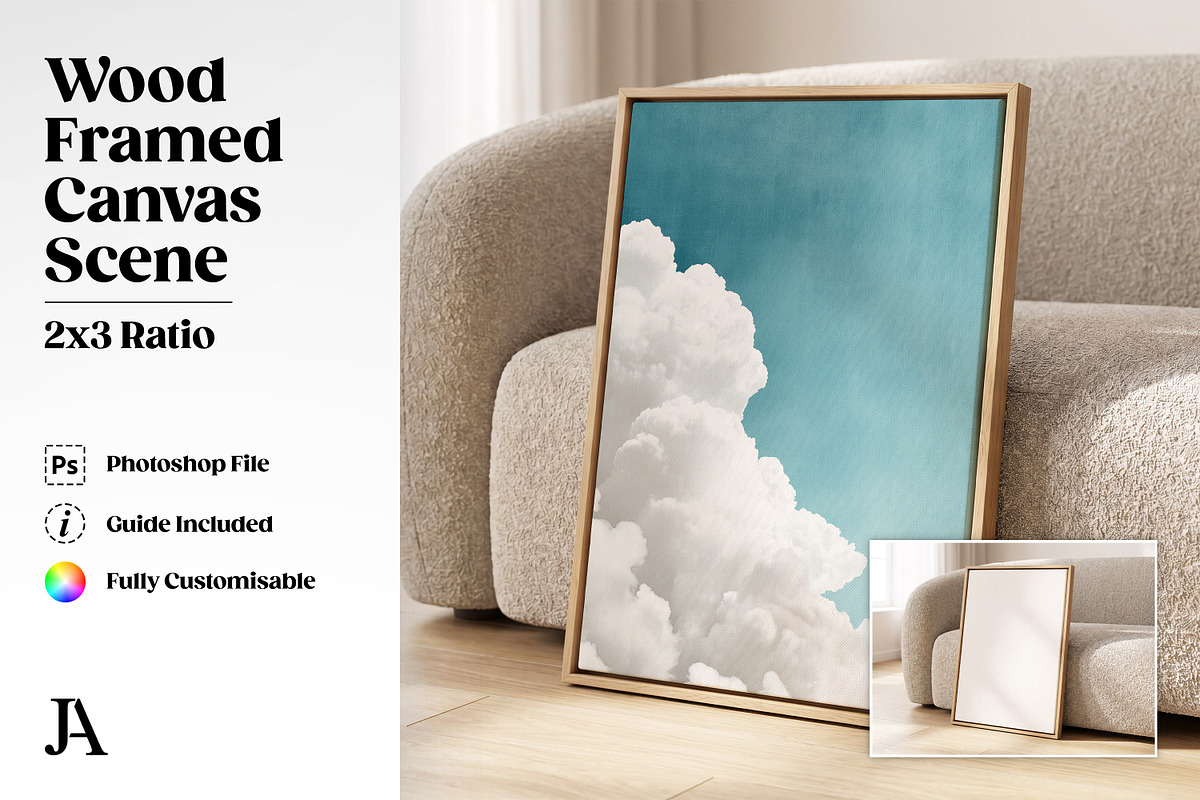 Wood Framed Canvas 2x3 PSD Mockup, a Household Mockup by Julian Adams (Photo 1 of 3)